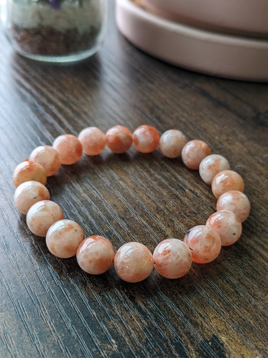 Flashy Peach Moonstone Bracelet (10mm)