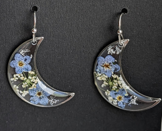 Forget-Me-Not Moon Earrings