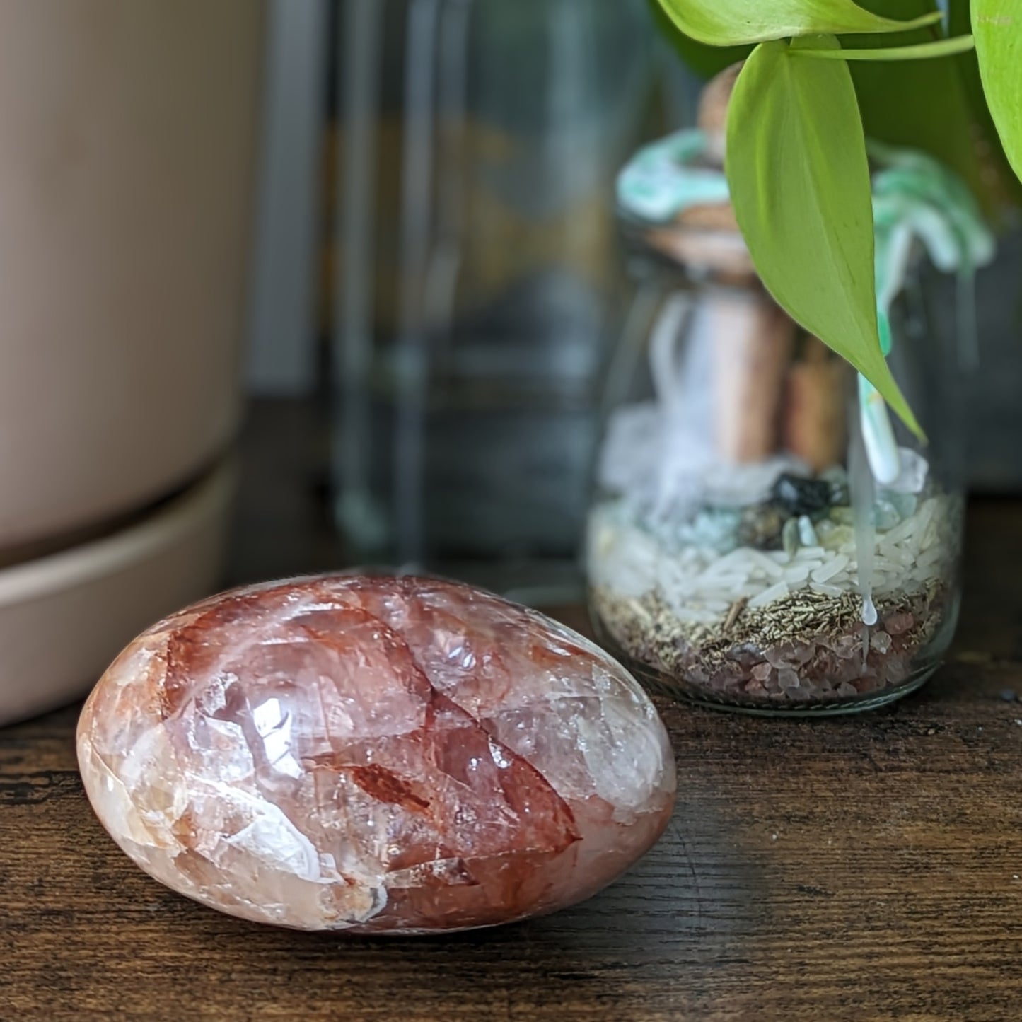 Fire Quartz Palm Stone (Large)