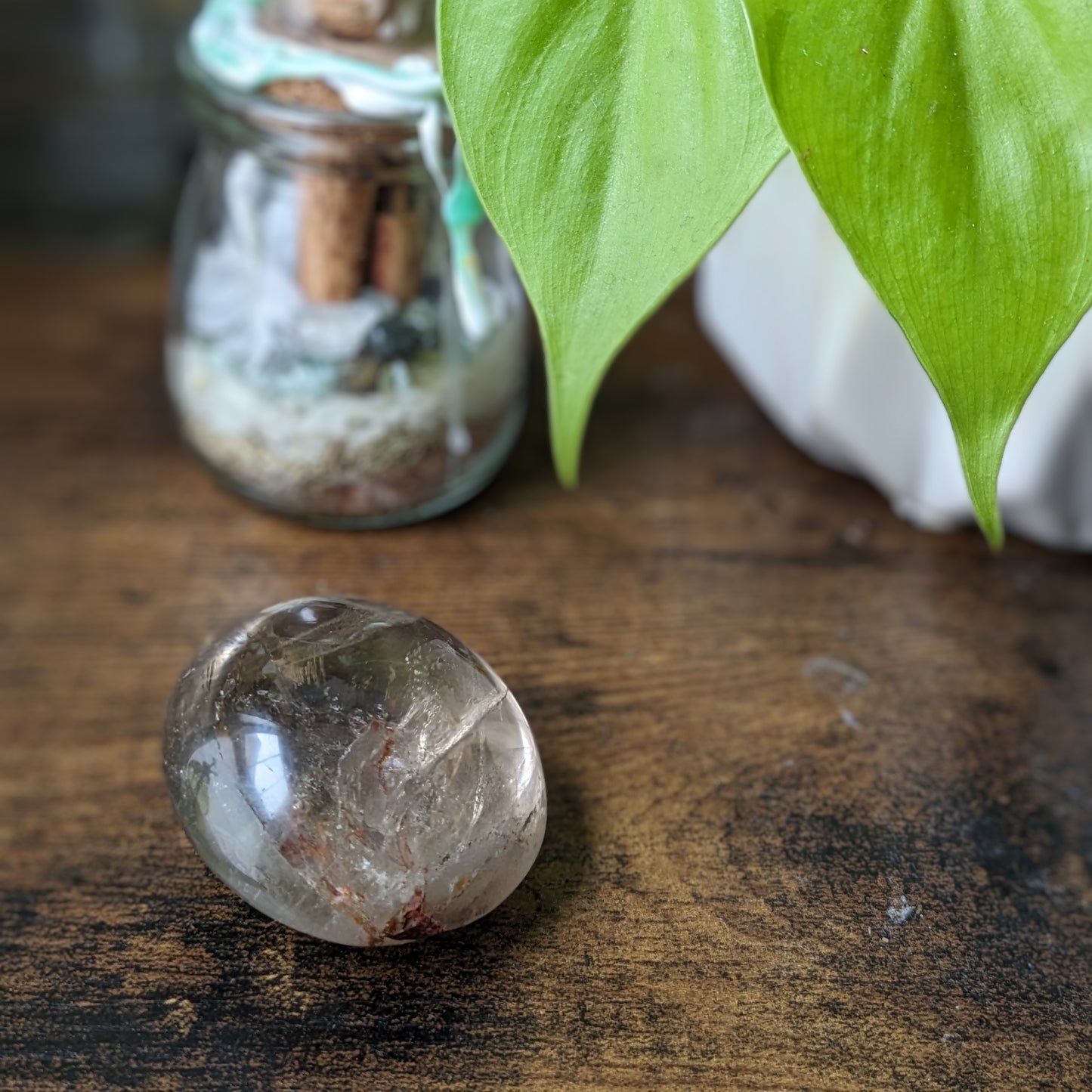 Smoky Quartz with Hematite Inclusions Palm Stone (Medium)